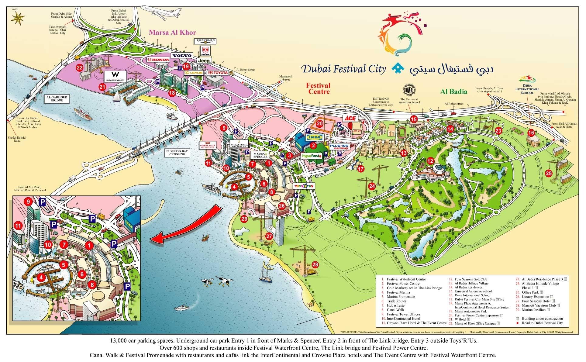 Dubai festival city mall map Dubai festival city map (United Arab