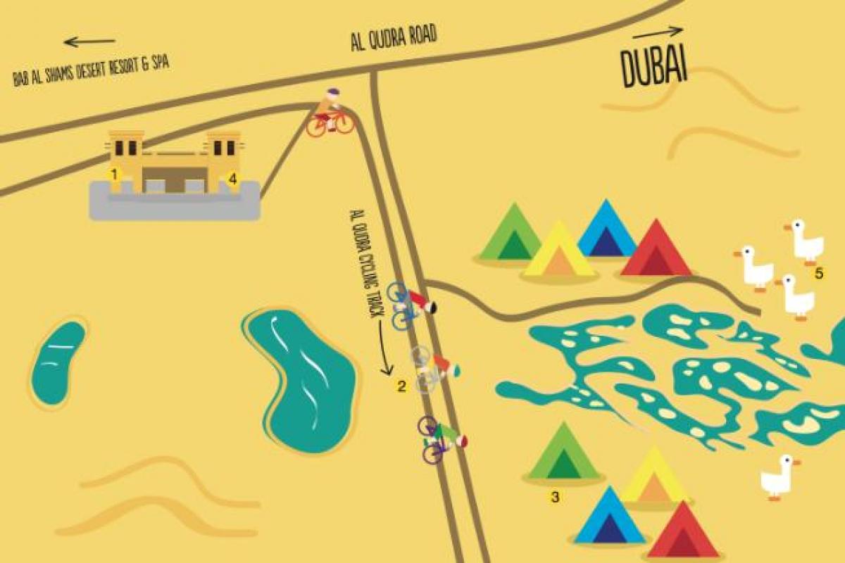map of Al Qudra Lake route