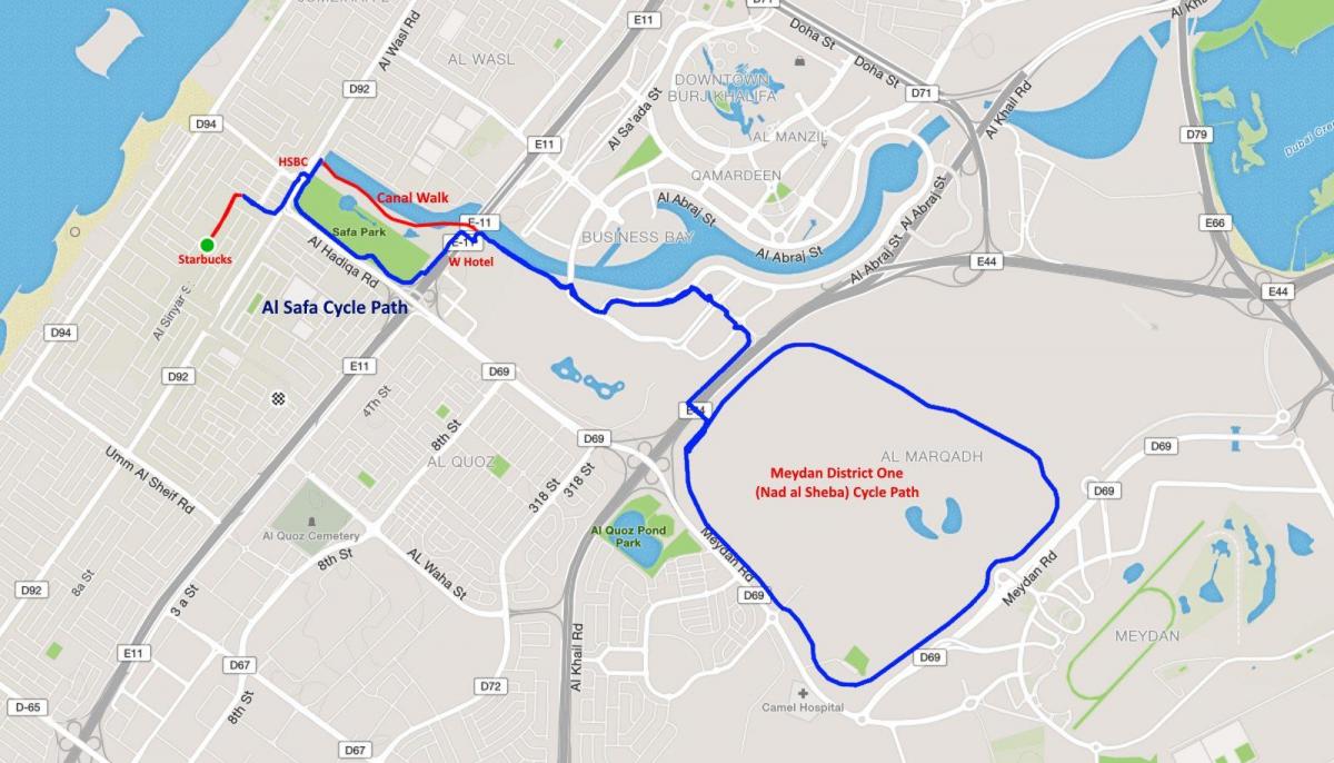 Al Qudra cycle track map