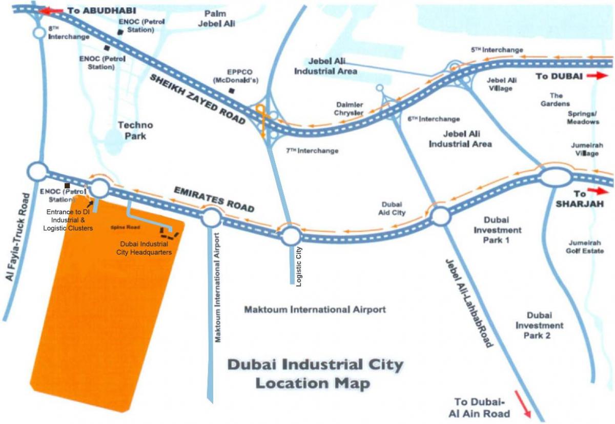 map of Dubai industrial city