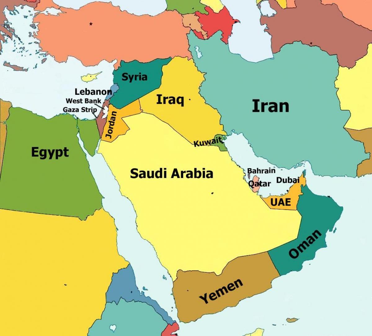 Dubai map of middle east