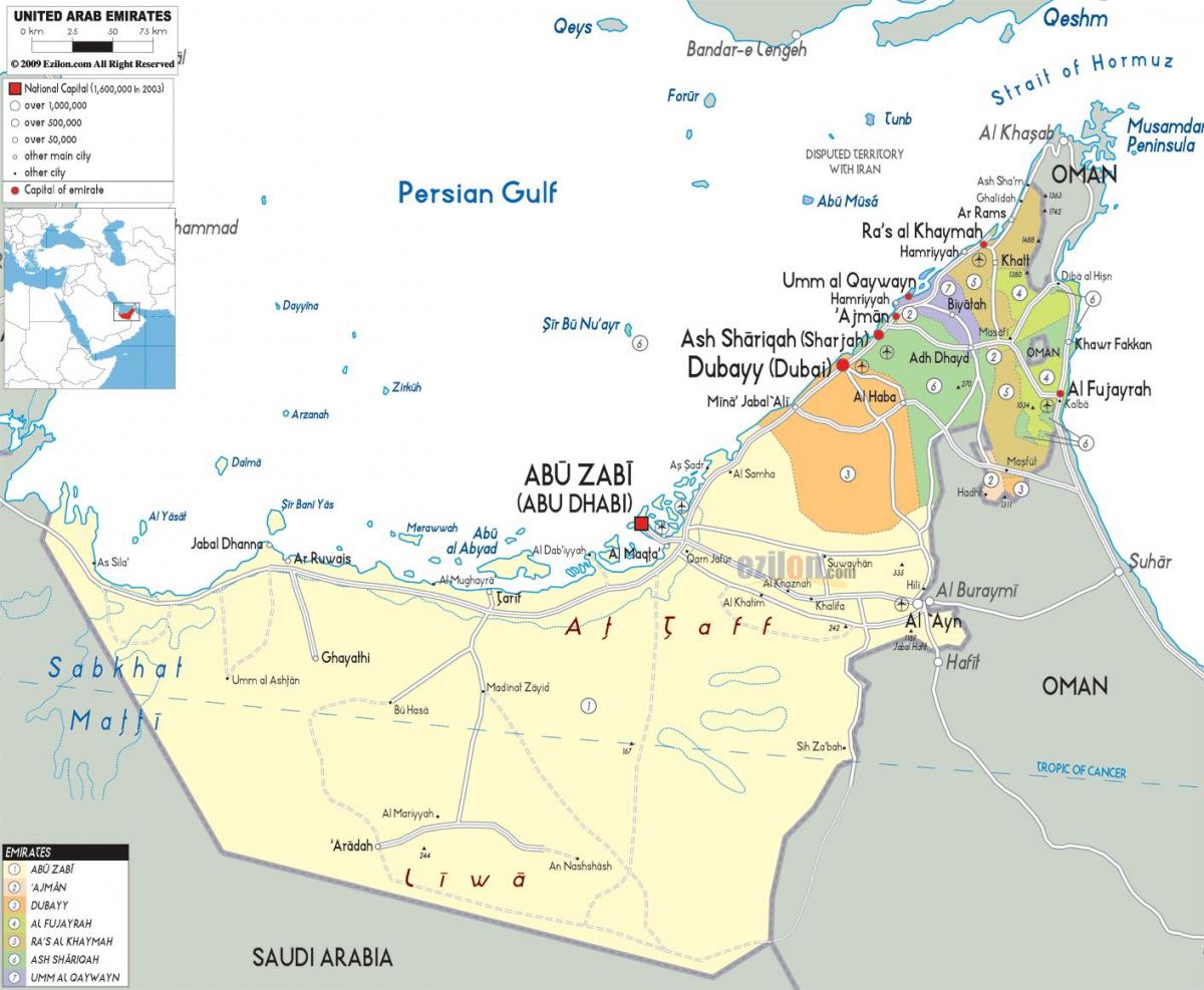 map of Dubai UAE