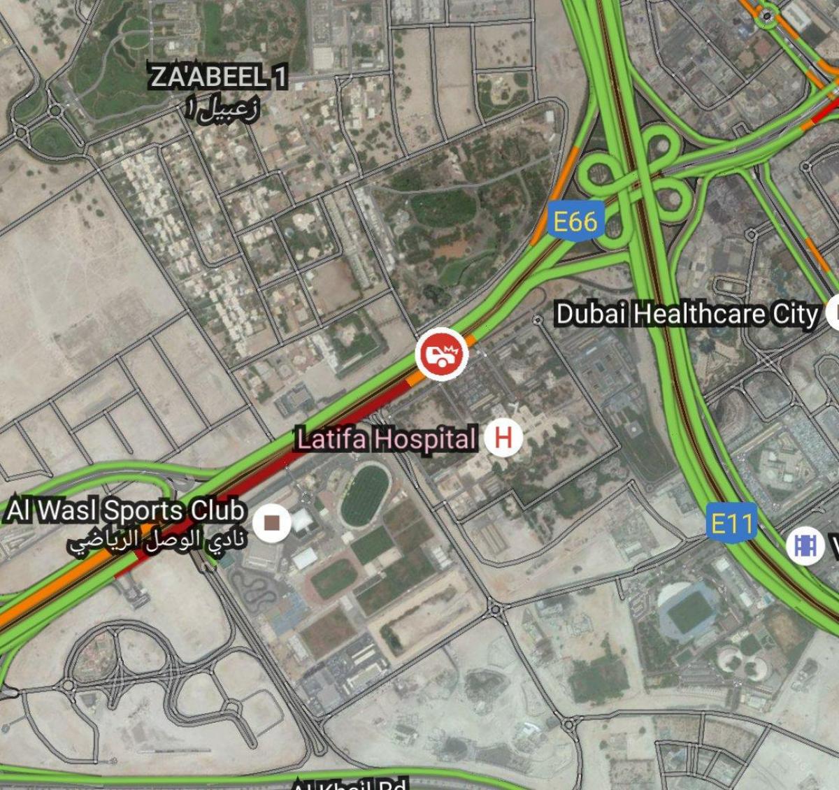 latifa hospital Dubai location map