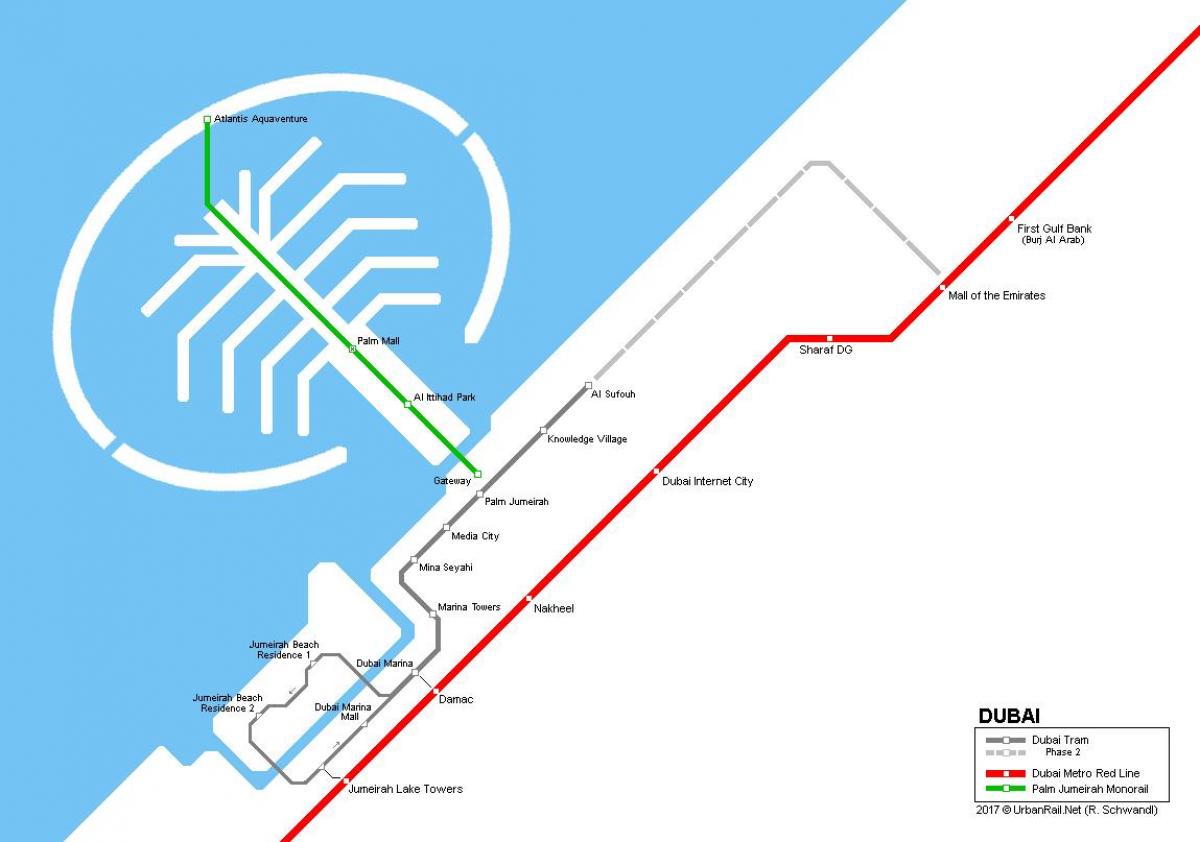 Palm Jumeirah monorail map