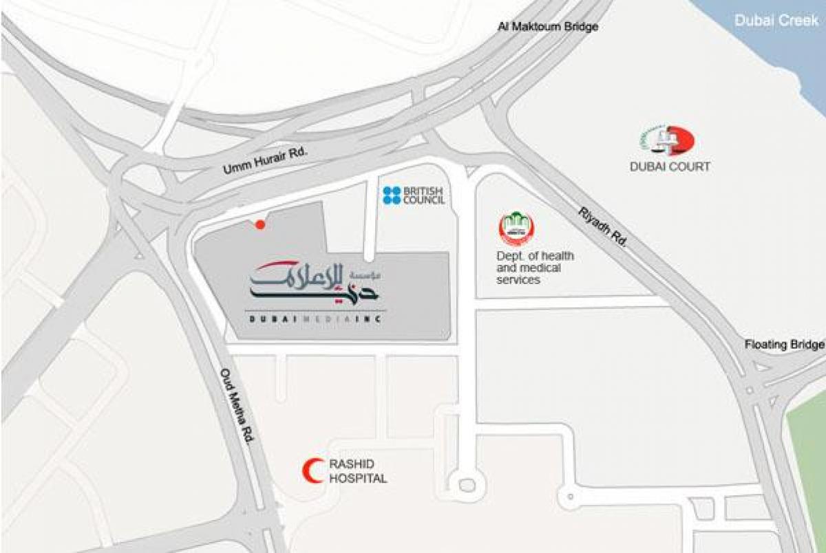 rashid hospital Dubai location map