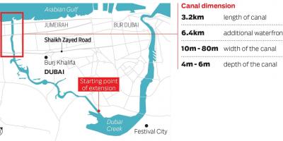 Map of Dubai canal